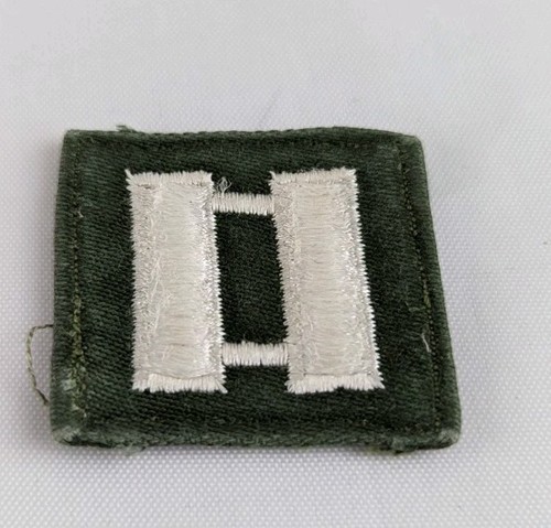 U.S. Army Vintage CPT Captain Rank Patch Embroidered Sew-on Green