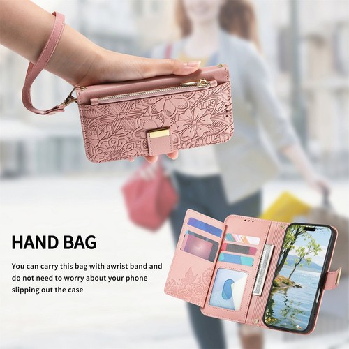 For iPhone 16 Pro Max 14 13 12 15 Leather Zipper Wallet Case Card Holder+Strap - Picture 58 of 70