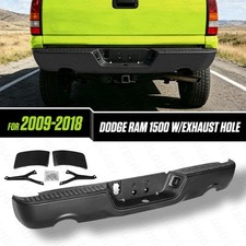 Chrome Black Rear Step Bumper Assembly For 09-18 Dodge Ram 1500 W Dual Exhaust Chrome Black Rear Step Bumper Assembly For 09-18 Dodge Ram 1500 W Dual Exhaust