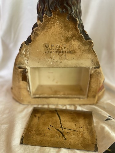 Candela croce legno busto gesso Alter Gesù Sacro Cuore vintage pesante PSCI anni 50 - Foto 8 di 18