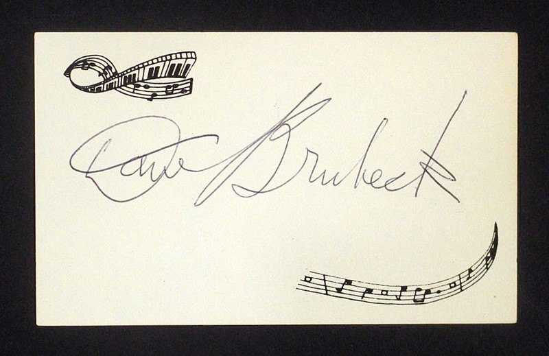 DAVE BRUBECK Jazz Pianist Composer AUTOGRAPH SIGNATURE on Card