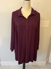 Justfab Plum Knee Length Shirt Dress Size 1X