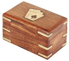 Twin Pack Wooden Playing Card Box  Two Packs of Cards Storage Holder with 2