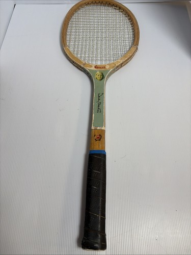 Vtg 1974 Bancroft Wendy Overton Wooden Ladies Tennis Racket Photo Decal