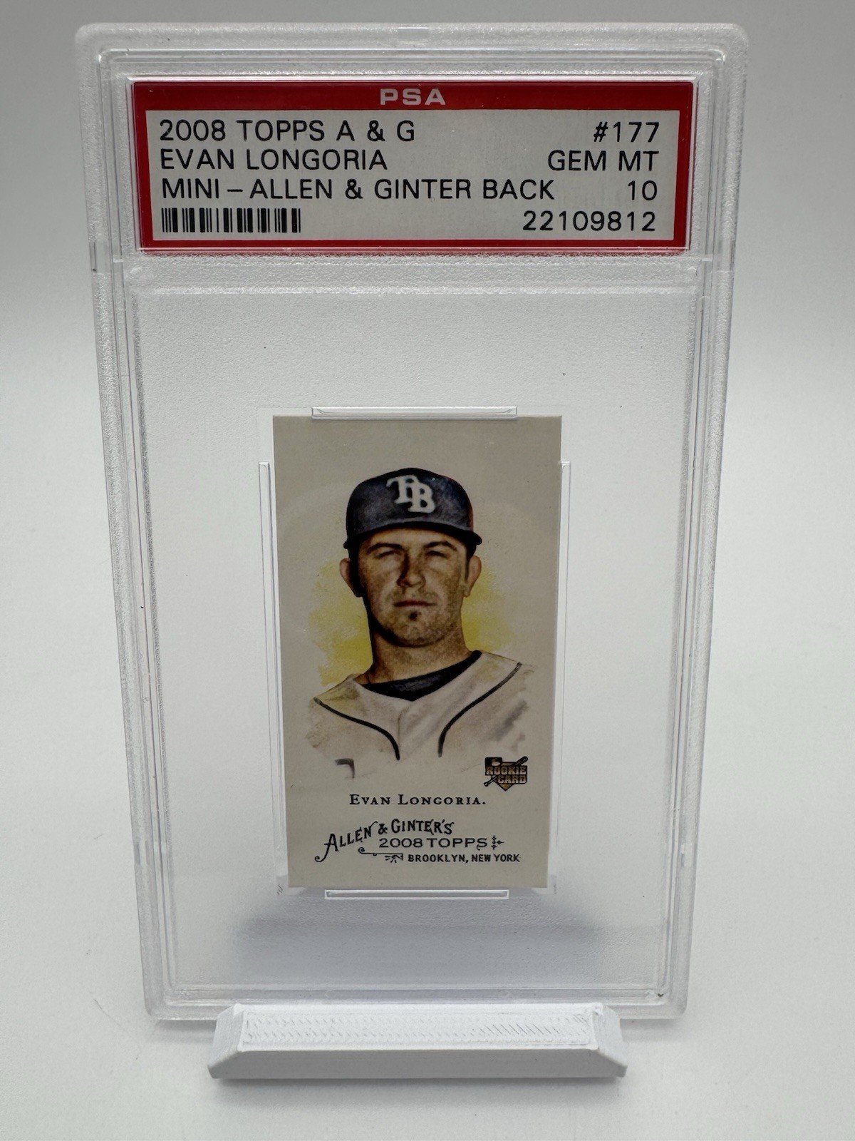 2008 Allen & Ginter 177 Evan Longoria Rookie Card PSA 10 Rays Mini  A&G Back