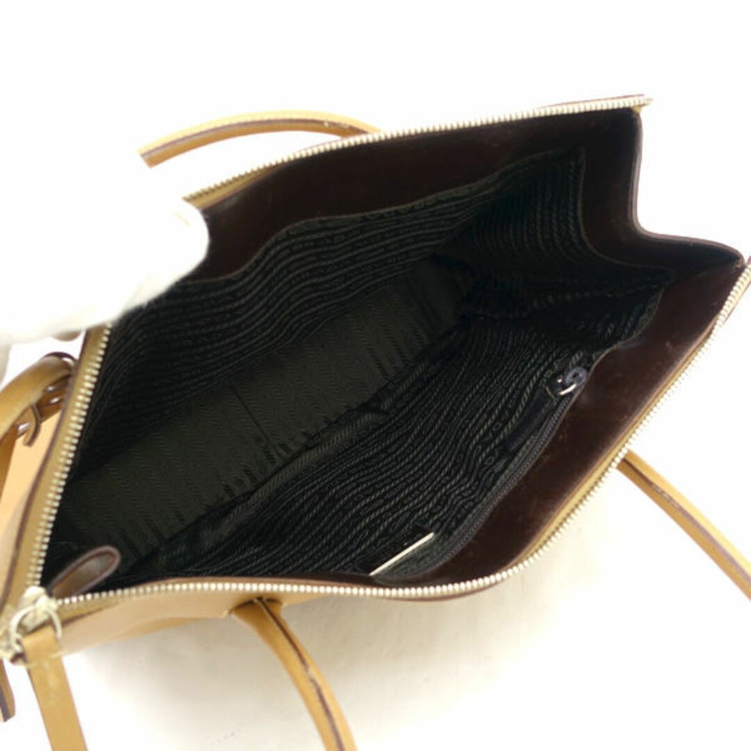 PRADA shoulder bag leather beige brown with keyring charm brand used 0990012478 thumbnail 4