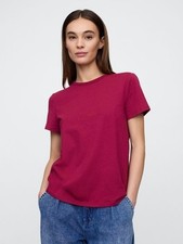 GAP Women's Favorite Crew Neck Cotton Short Sleeve T-Shirt -Beaujolais- S 4-6 