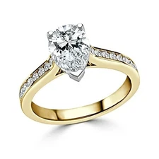 2.40 Ct Pear Cut Lab Created Diamond Anniversary Ring 14k yellow Gold Size 8