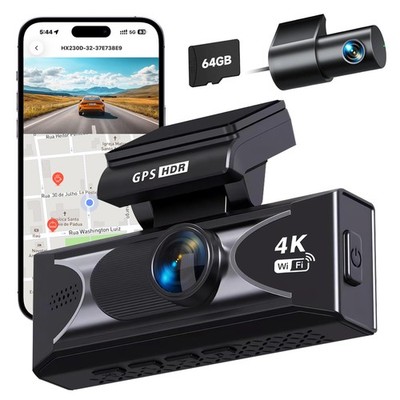 True 4K Front & 2.5K Rear Dash Cam with WiFi & GPS, Smart App Control Dash Ca...