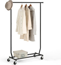 Heavy Duty Black Rolling Garment Rack - Sturdy Clothes Organizer