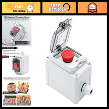 Emergency Stop Button Switch Box, IP67 Waterproof Mushroom Push Switch, Red Cove