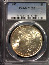 1887-P Morgan Dollar, PCGS MS64, nice coin
