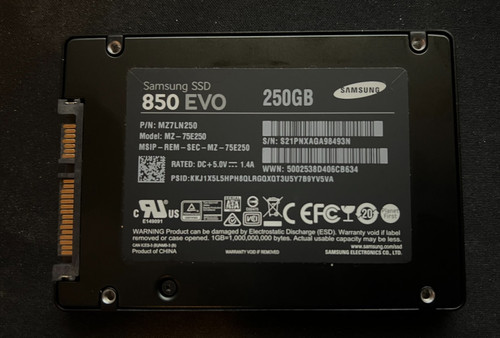 Samsung MZ75E250 250GB SATA 6G SSD - getestet, Daten gelöscht, geringe Nutzung 95%