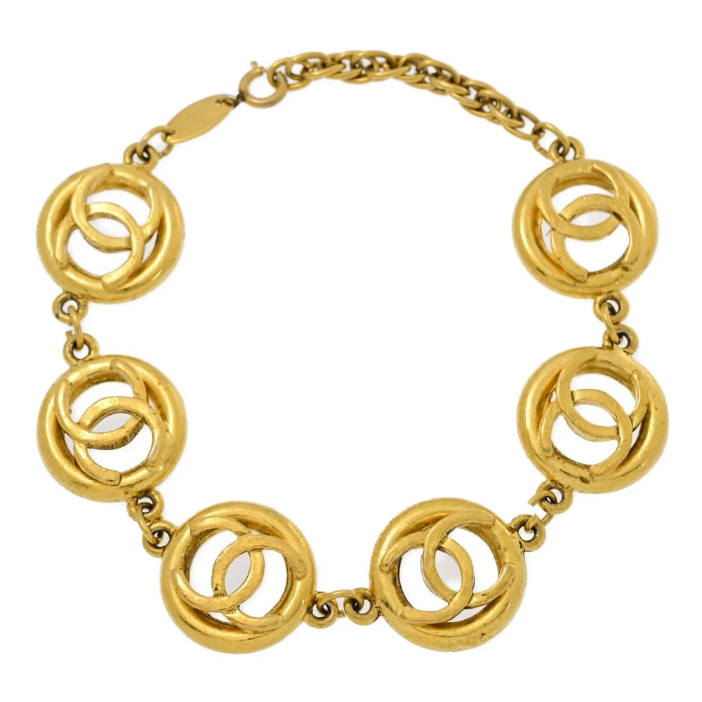 CHANEL Chanel Bracciale Rotondo Aperto Marca COCO 6 Motivi Lega Placcato 42 1g Oro ...