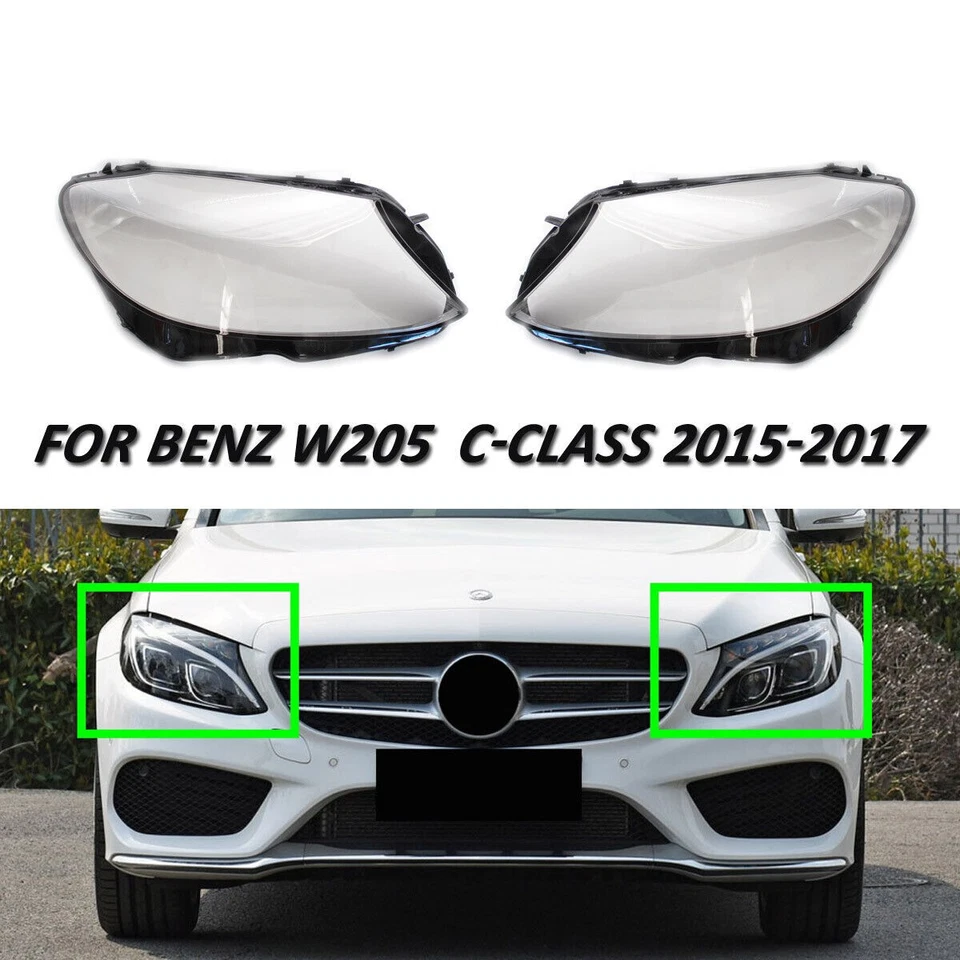 1 par de cubiertas de lente de faros delanteros para Mercedes Benz W205 C180 C200 C260L 2014-17 Foto 2 de 4