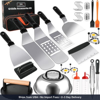 30PCS Griddle Accessories Kit Flat Top Grill Spatula Set Burger Press Scraper