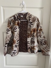 Alfred Dunner 100% Cotton Quilted Open Jacket Floral