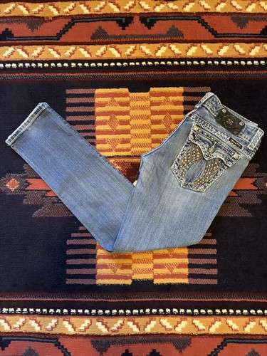 Pantalones de mezclilla ajustados Miss Me para mujer con alas de ángel con bolsillo talla 28 - Imagen 10 de 10