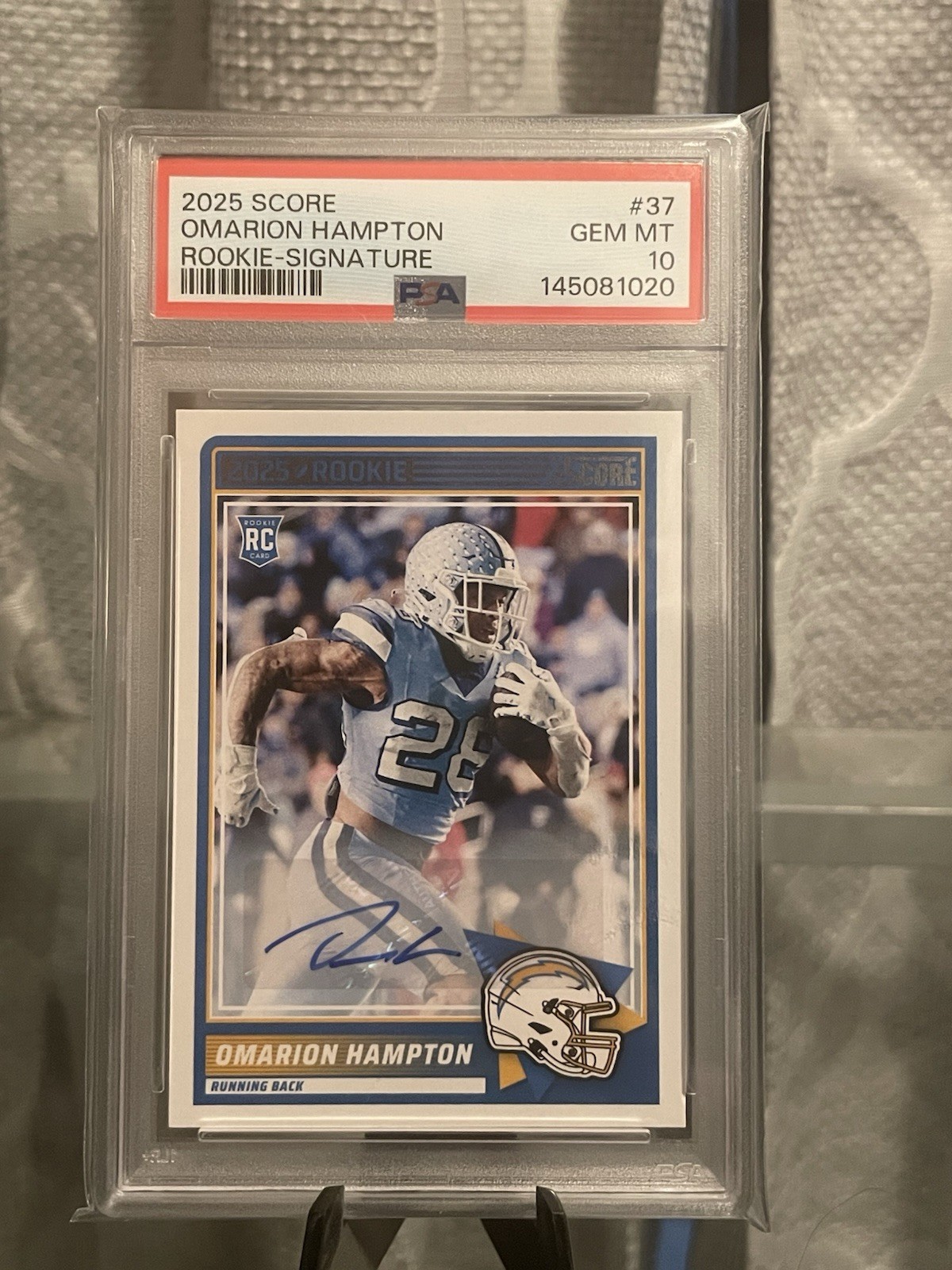 Omarion Hampton Panini Score #37 Rookie-Signature-Gem Masters 1/1