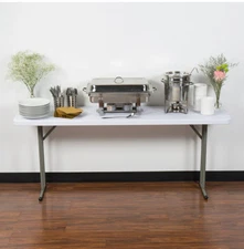 18"x72" Granite White Heavy Duty Blow Molded Plastic Folding Table Party Banquet