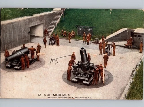 c1920 12 Inch Mortars Cannons Military WWI WW1 Underwood World War 1 Postcard