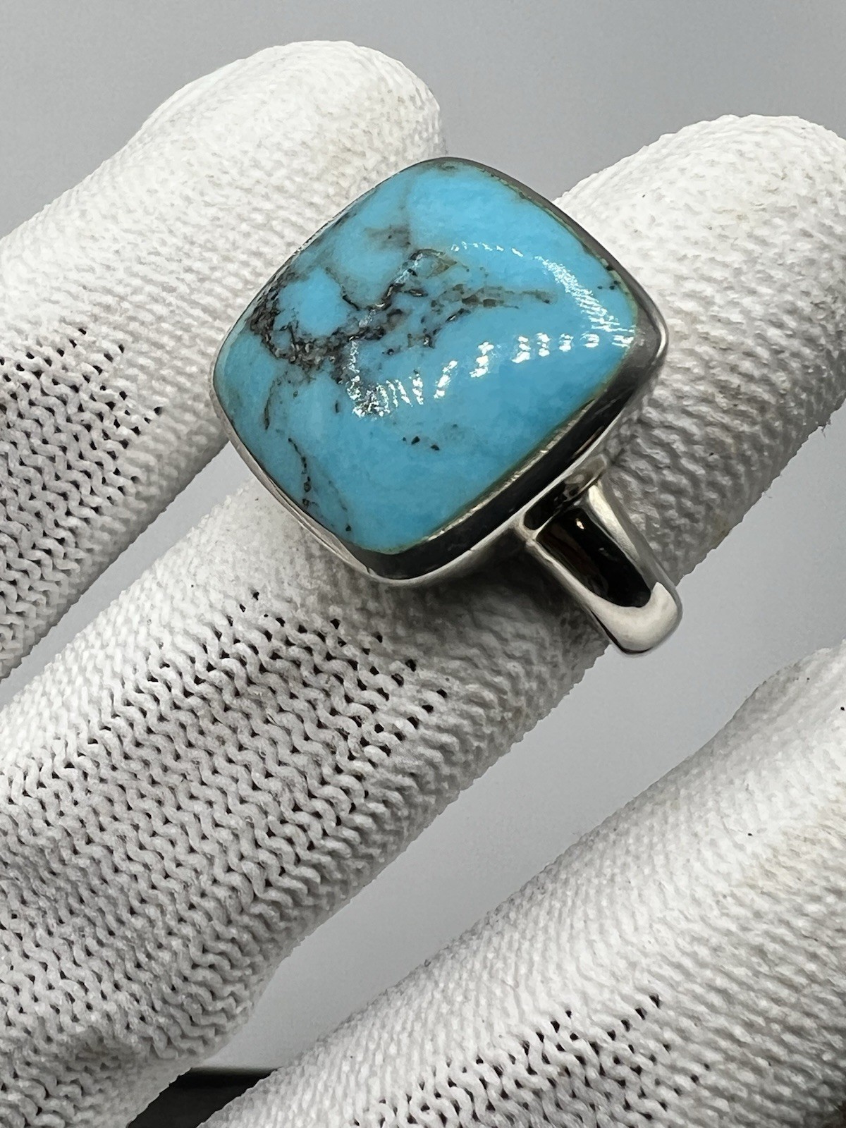 Vintage Solid Sterling Silver Large Square Natura… - image 1