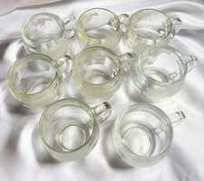 Set of 8 Nestle World Map Globe Etched Clear Glasses Mug Coffee Cup