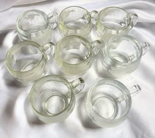 Set of 8 Nestle World Map Globe Etched Clear Glasses Mug Coffee Cup