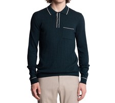 Paisley & Gray Men's Tipped Long-Sleeve Polo Shirt - Forest Grn