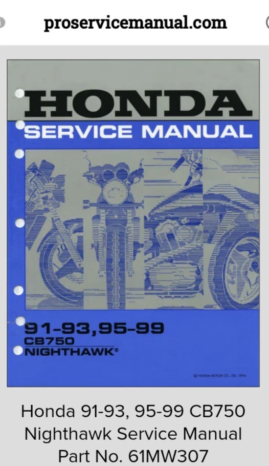 Nighthawk 750 CB750 Motorcycle Repair Manuals & Literature for