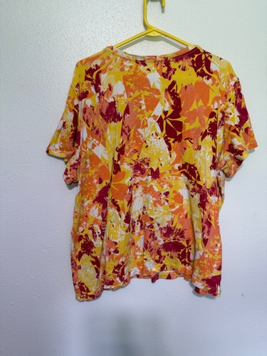 Basic Edition Tshirt Tee White Orange Yellow Colorspray Womans 3X - Picture 2 of 4