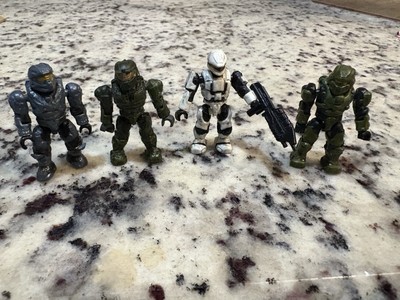 HALO MEGA BLOKS FIGURE LOT OF 4 ARCTIC WHITE UNSC SPARTAN SCOUT + 3 MORE