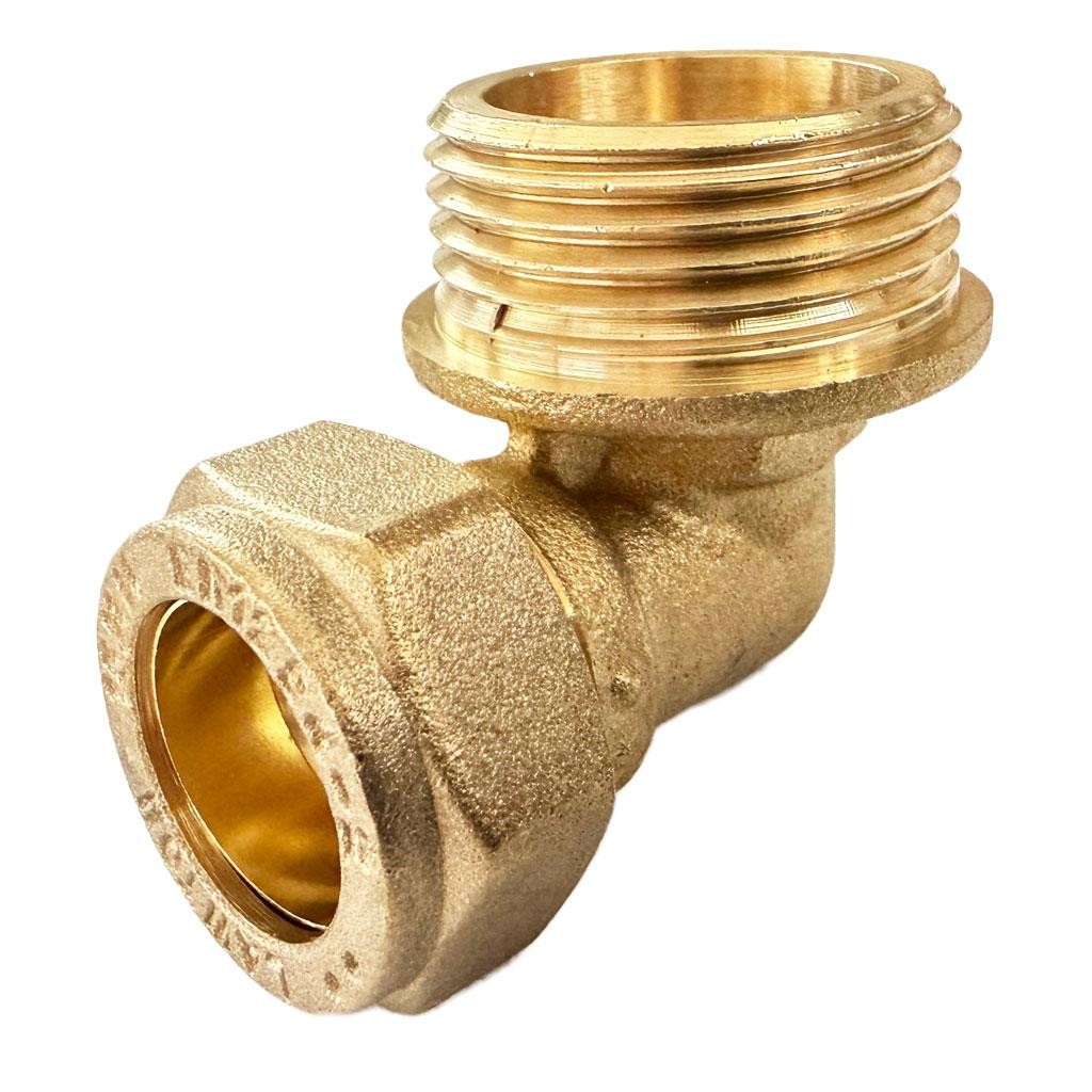 15mm x 3/4" Compression Elbow Male BSP Thread Fitting Brass WRAS - Image 2