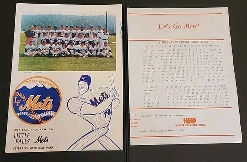 1977 Little Falls Mets Scorecard Program Minor League Program Wally Backman