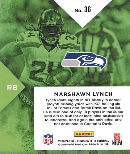 2016 Donruss Elite #36 Marshawn Lynch - Bild 2 von 2