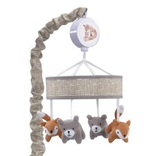Lambs  Ivy Painted Forest Gray/Beige Fox and Bear Baby Crib Musical Mobile