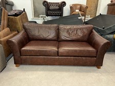 Marks And Spencer Abbey Brown Real Leather 3/4 Seater Sofa