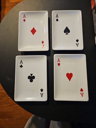 Luminarc Set Of 4 Ace Card Dishes For Dessert, Hors D’oeuvres, Appetizers  7”x5”