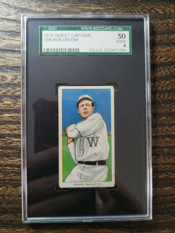 1909 T206 BOB GROOM SWEET CAPORAL 350 VG EX SGC 4 BASEBALL WASHINGTON SENATORS
