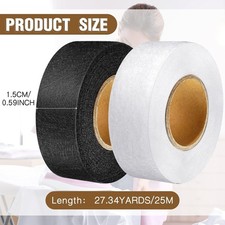 2 Rollos Cinta Adhesiva para Dobladillo Termoadhesiva Negro Blanco 27 Yardas