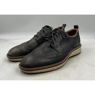 Ecco St. 1 Hybrid Brogue Mens Sz 9 Oxford Shoe Dress Casual Distressed Gray