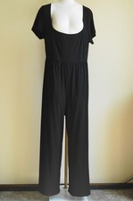CIDER Black One Piece 1XL Jumpsuit! Short Sleeves, Wide Pants, Ribbed Poly. New