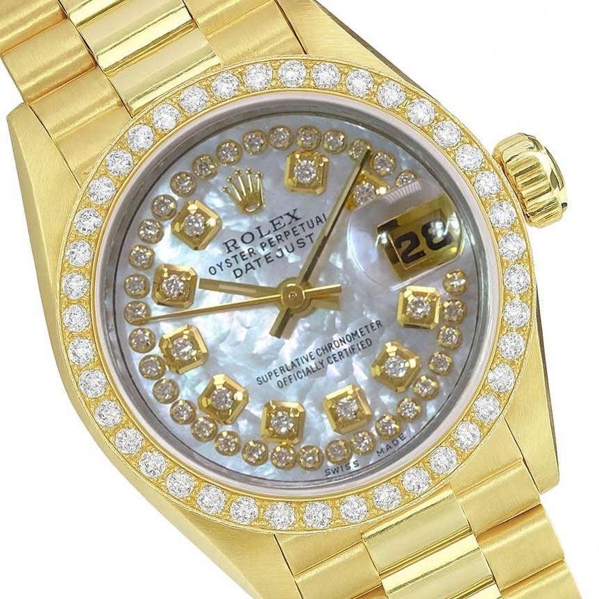 ROLEX DATEJUST 69178 2コマ Rolex Lady Datejust 69178 Gold President Watch White MOP Diamond