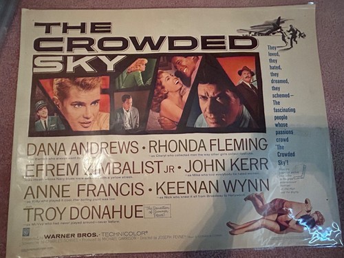 Vintage Movie Poster 1/2 Sheet "The Crowded Sky" 1960 Dana Andrews
