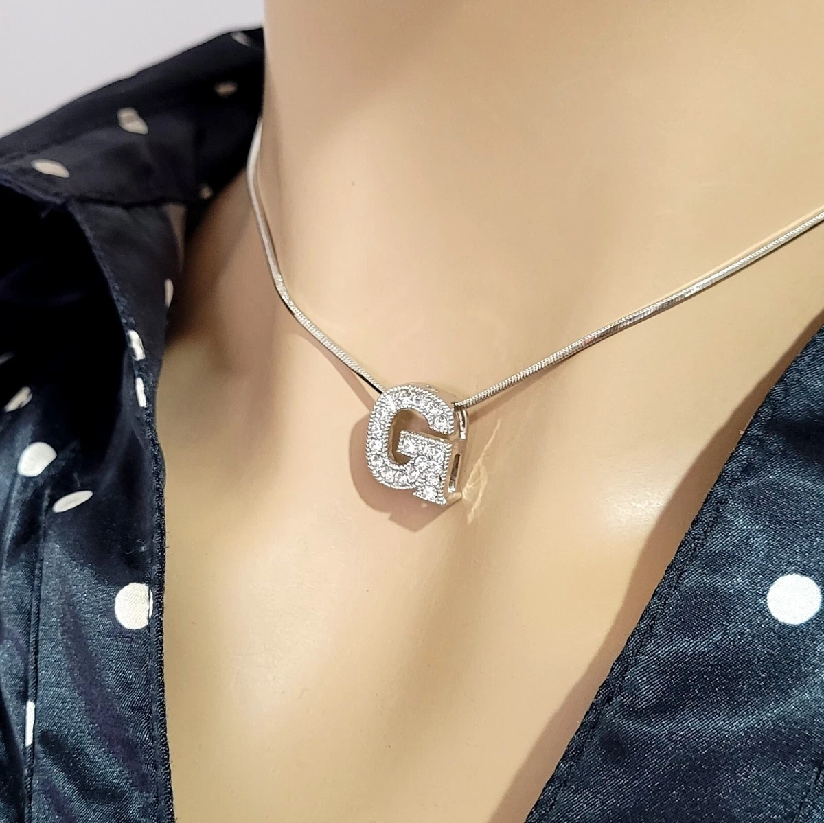 Custom Birthstone G Letter Pendant Made With Swarovski Crystal