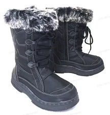Womens Winter Boots Fur Lined Insulated   Water Repellent Zipper Snow Ski Shoes 