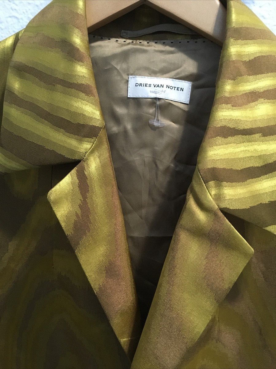 コート DRIES VAN NOTEN Women Clothing Dries Van Noten womens cropped jacquard Wood grain gold