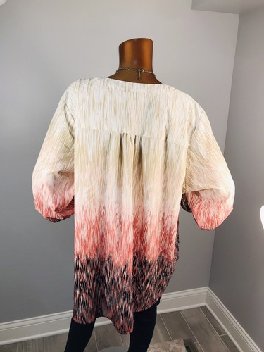 cj banks 3X Plus Top Tunic 1/2 Zip Up Abstract Print Tie Dye 3/4 Slv Fall Blouse - Picture 8 of 9