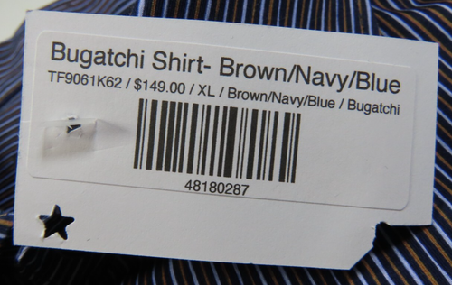 Bugatchi Mens OoohCotton 8 Way Stretch Navy Blue Striped Casual Shirt XL NWT NEW - Picture 14 of 17