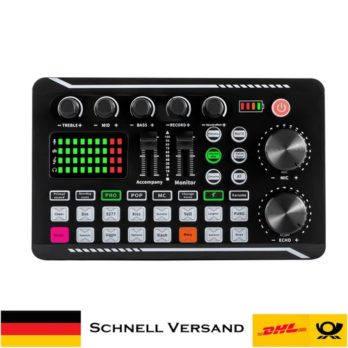 F998 Multi-functional Device Live Sound Card Audio Mixer Podcast Voice Changer